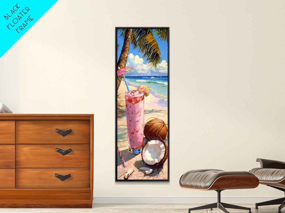 Tropical Kitchen Wall Art Print Framed On Colorful Bar Wall Art Print Tall And Narrow Framed Coastal Wall Art For Kitchen And Bar