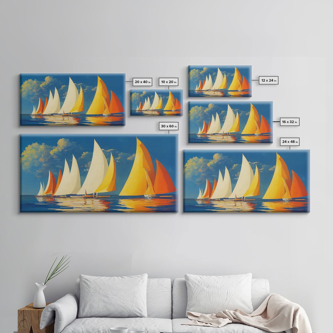 Art Deco Sailboats on the Open Sea Travel Poster - Image 2