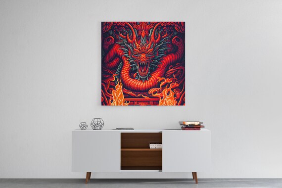 Chlng Red Chinese Dragon Dragon King Art Framed Print Framed Wall Art Wall Decor