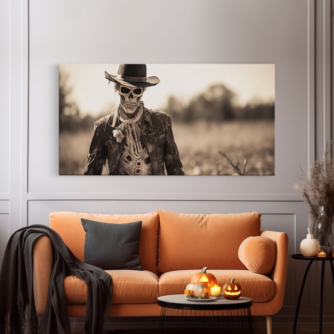 Wild West Zombie Cowboy Skeleton Hat Tattered Coat Sepia Tintype Art Poster - Image 6
