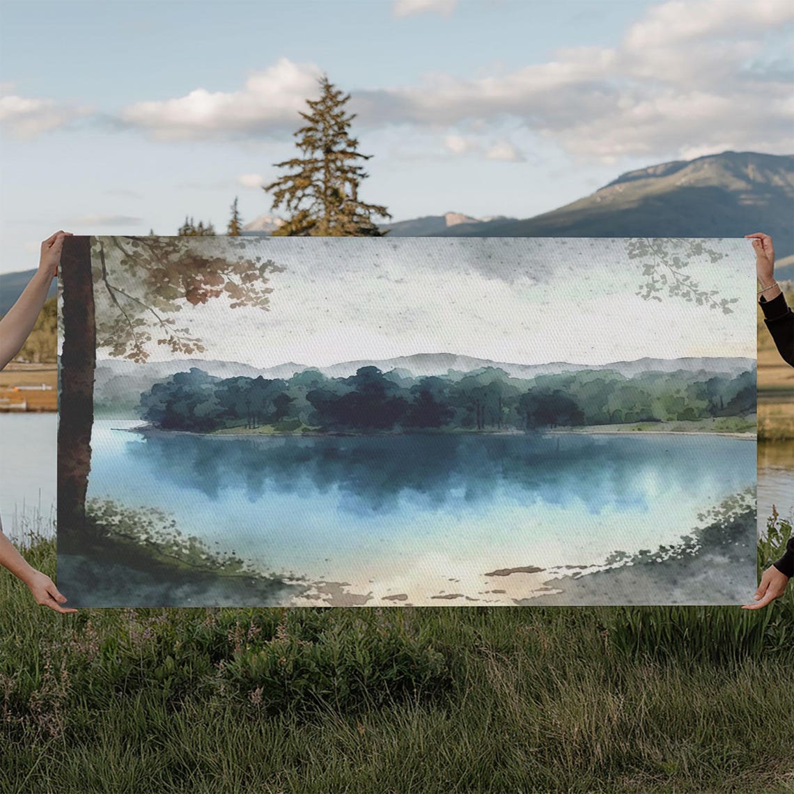 Blue Lake Art Framed Print Blue Lake Painting Lake House Decor Guest Room Landscape Painting Wallowa Lake Painting