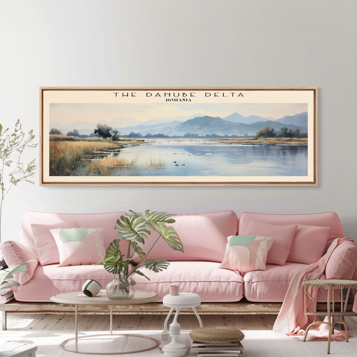 Danube Delta Romania Calm Wetland Reeds Misty Hills Travel Poster - Image 4