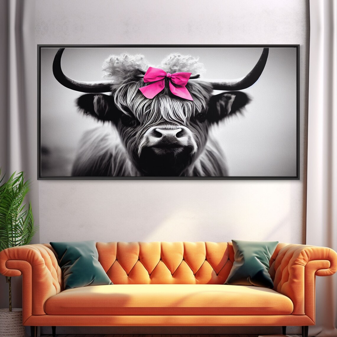 Cute Highland Cow With Bow, Farmhouse Art Print - Image 5