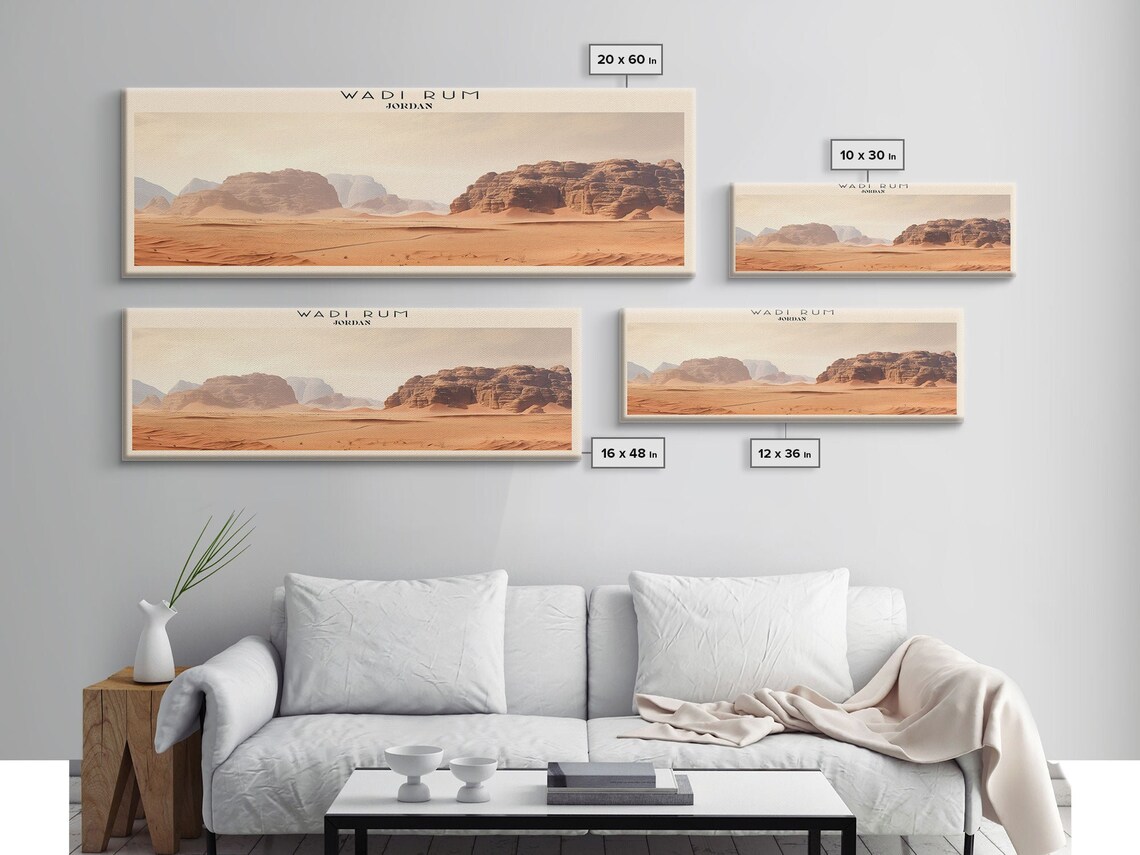 Wadi Rum Framed Print Travel Poster Panoramic Wall Art Home Decor Gift For Travel Lover Wall Hanging - Image 2