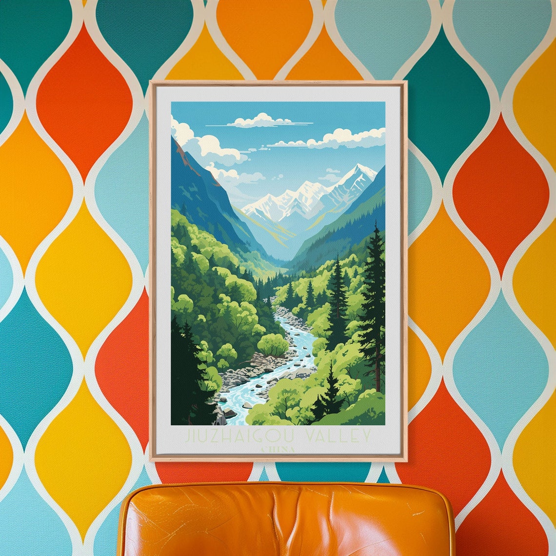Jiuzhaigou Valley China Snowy Peaks Mountain River Forest Poster - Image 4