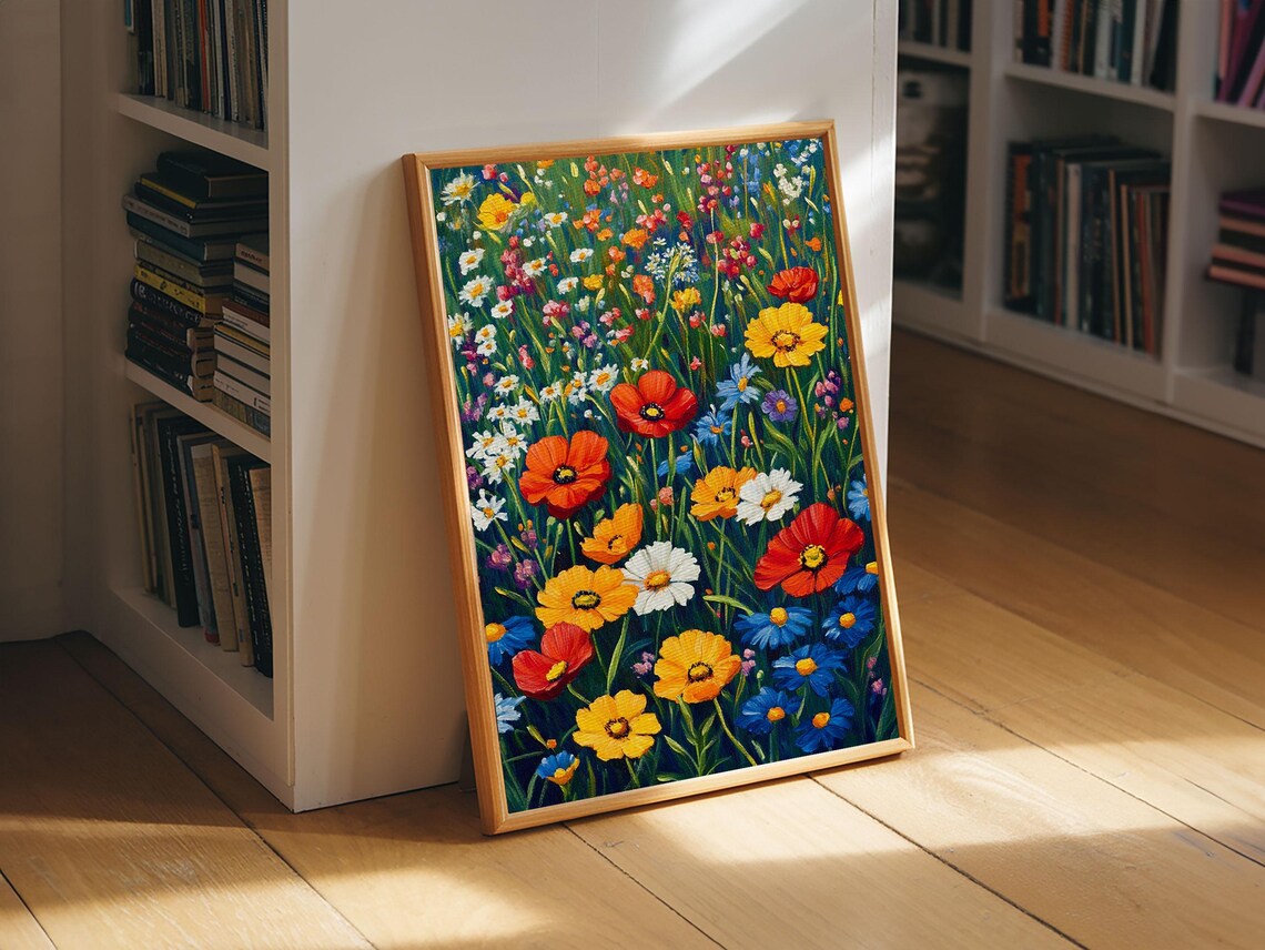 Vibrant Wildflower Field Red Poppies Colorful Floral Art Poster - Image 5