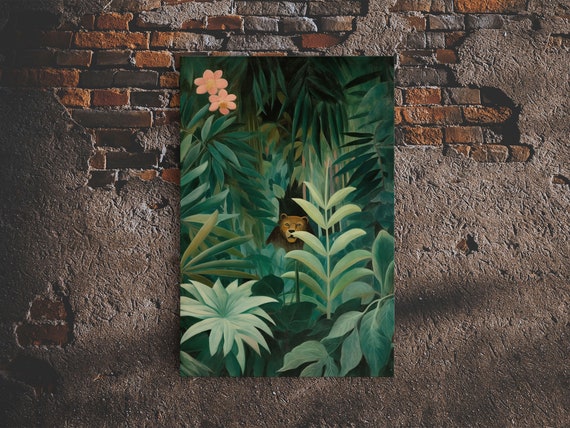 Tropical Botanical Wall Art Framed Print Or Poster Art Maximalist Art Jungle Print Africa Art Emerald Green Living Room Decor