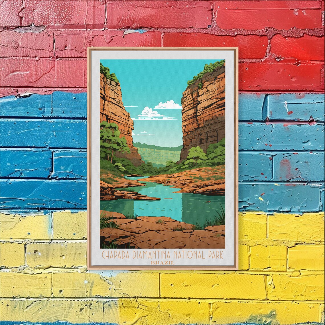 Chapada Diamantina Brazil Red Canyon River Gorge View Travel Poster - Image 6