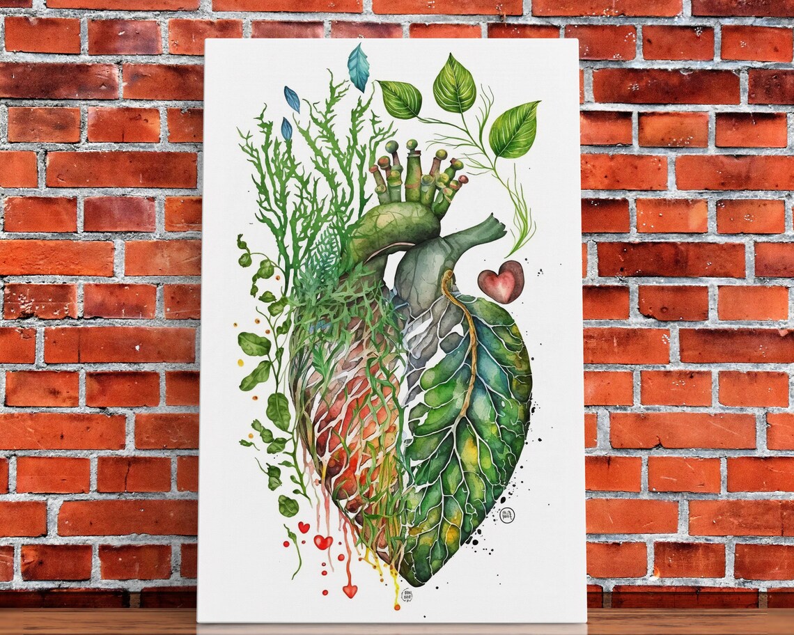Florapunk Heart Anatomical Heart Painting Print Watercolor Heart Human Heart Pond Heart Marsh Painting Waterlily Lily Pads - Image 4