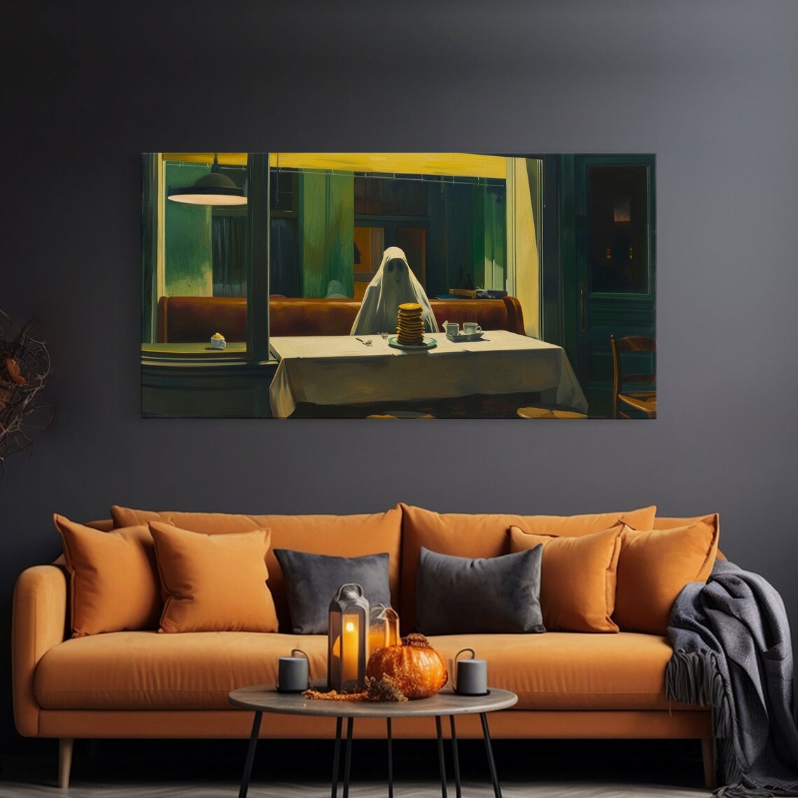 Haunted Diner Ghost Having A Stack Of Pancakes Art Print - Image 3