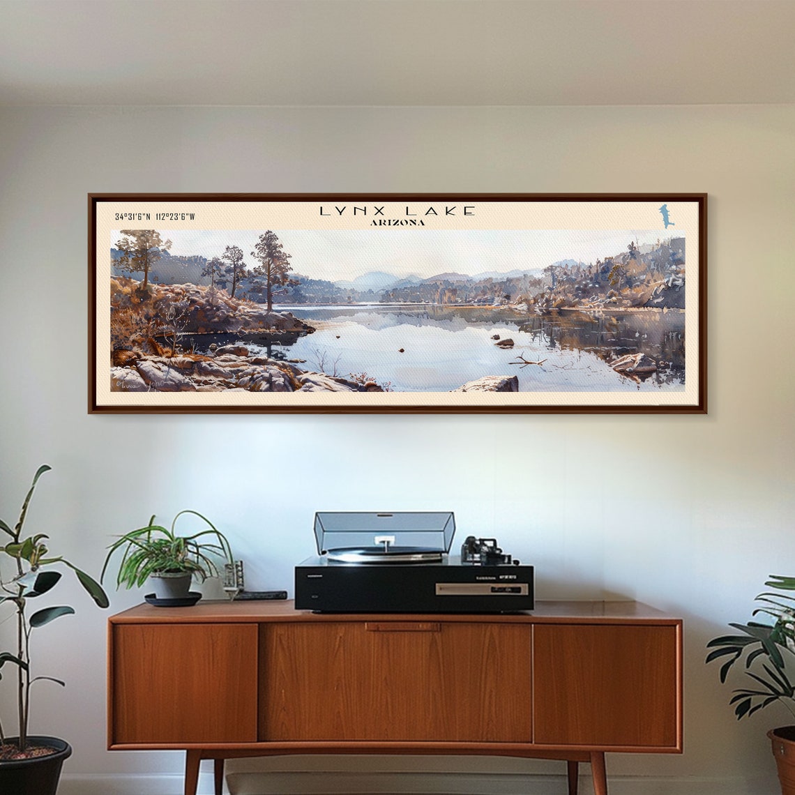 Lynx Lake Arizona Watercolor Rocky Pine Shore Mirror Lake Art Poster - Image 4