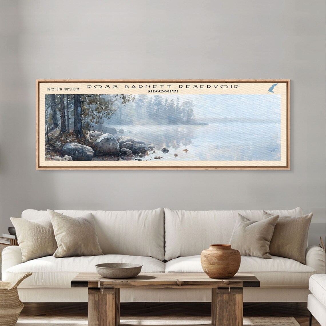 Ross Barnett Reservoir Mississippi Misty Shoreline Morning View Poster - Image 2