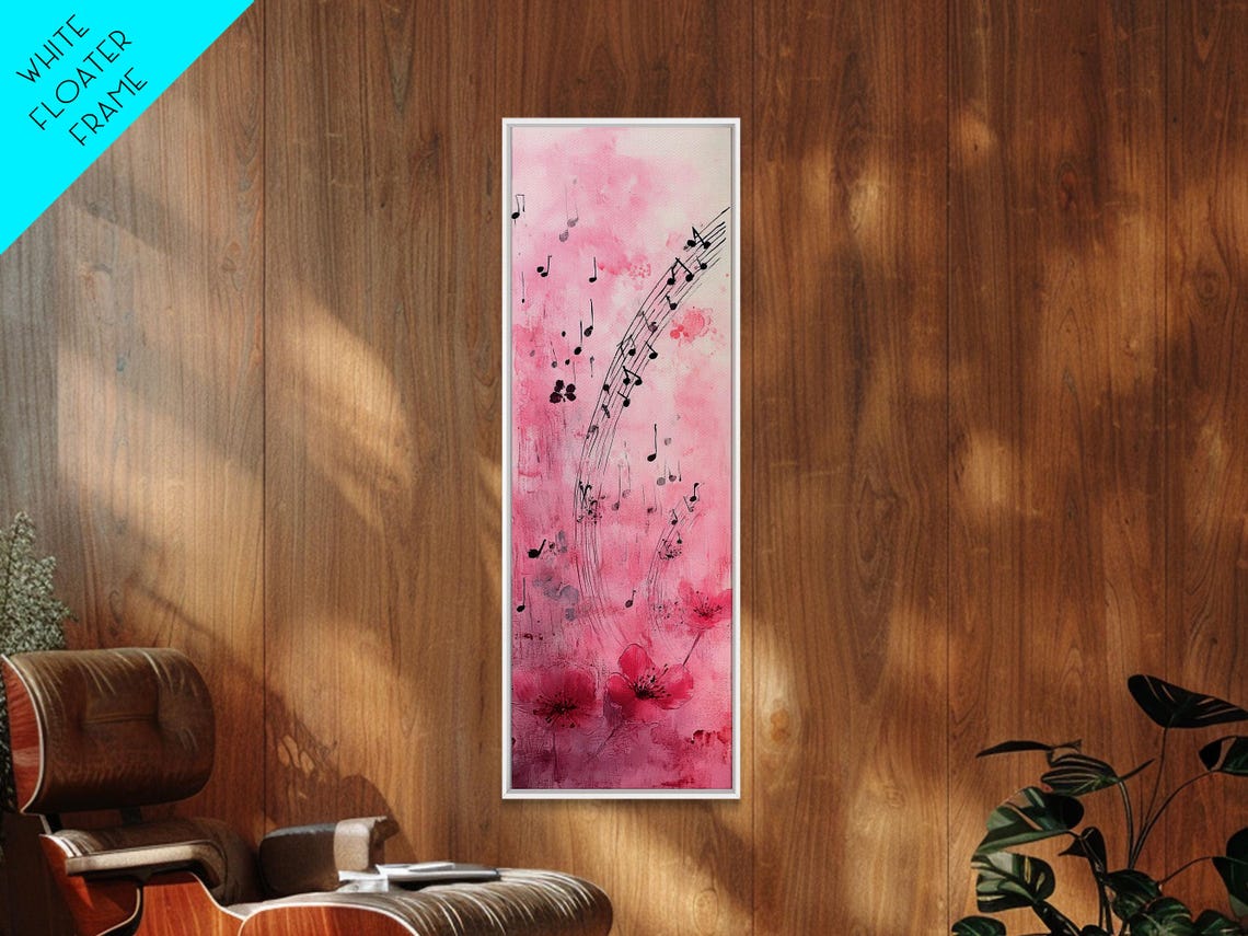 Pink Musical Notes Flowers Watercolor Charming Melody Art Poster - Image 5