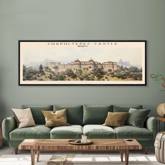 Chapultepec Castle Retro Travel Poster Panoramic Framed Print Mexico Travel Decor Vintage Style Home Decor Travel Wall Art