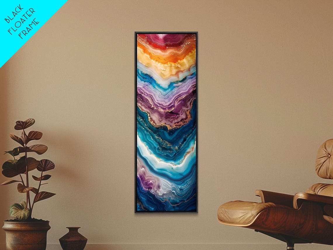 Multicolor Geode Agate Art Red Purple Blue Gold Crystal Layers Poster - Image 2