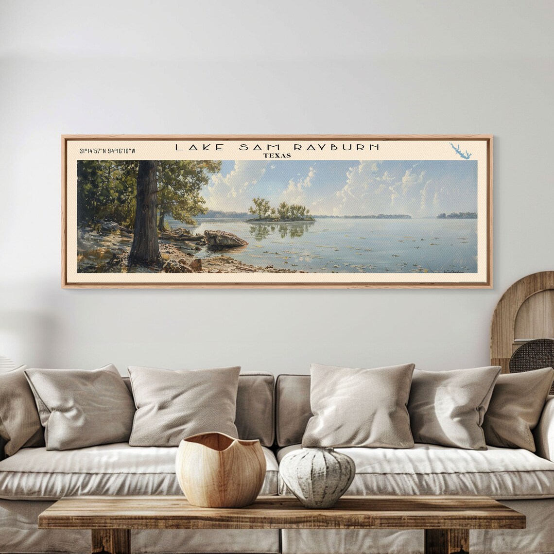 Lake Sam Rayburn Boho Travel Poster, Lake House Decor - Image 5