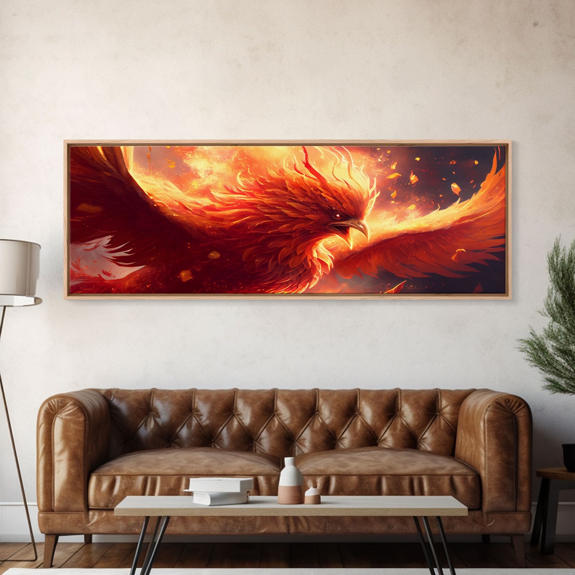 Fiery Phoenix Rising Flames Rebirth Mythical Bird Panoramic Art Poster - Image 5