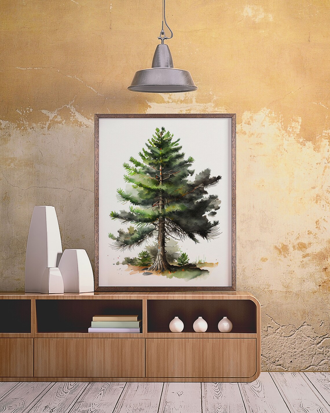 Pine Trees Watercolor Art Print, Mountain Landscape - Image 4