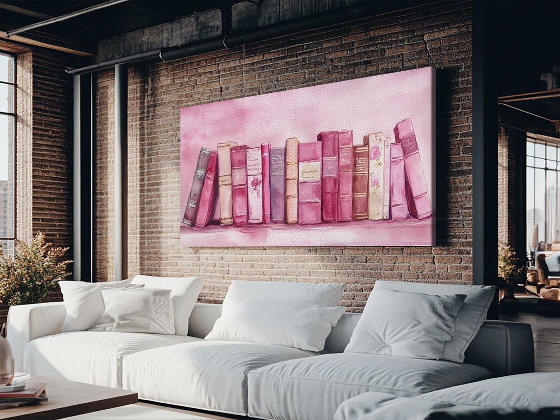 Book Art Print Light Pink Wall Art Cottagecore Library Decor Literary Lovers Gift Idea Rustic Bedroom Accent Elegant Design - Image 3