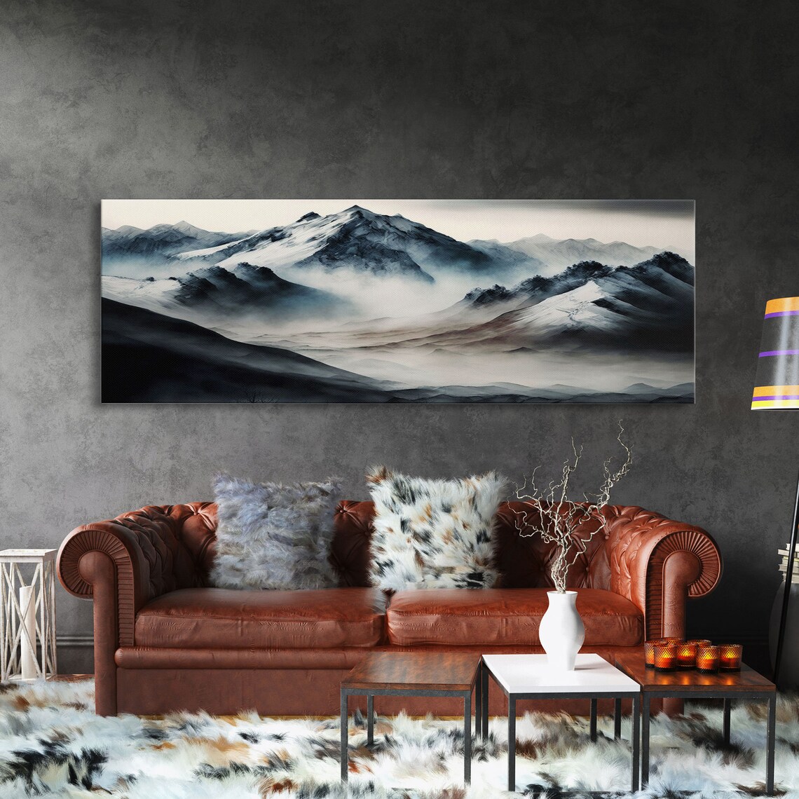 Watercolor Snowy Mountain Lake Reflection Art Print - Image 3