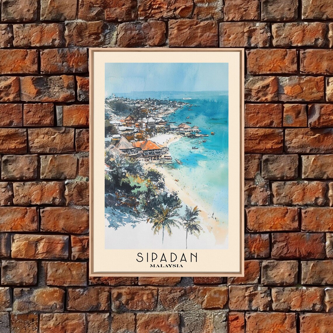 Sipadan Malaysia Aerial Coastal Town Beach Turquoise Water Boats Poster - Image 5
