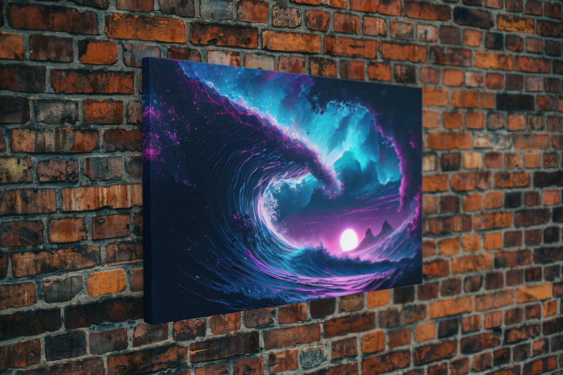The Wave, Synthwave Style Ocean Sunset Art Print - Image 5