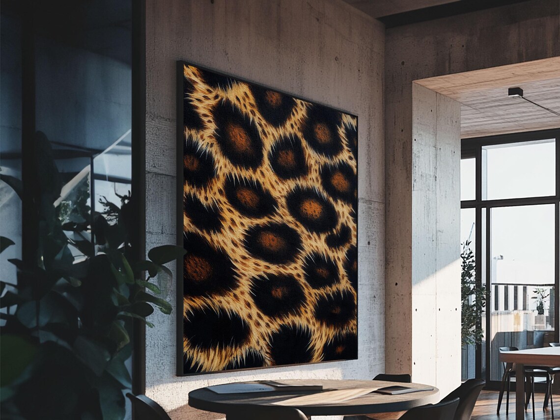 Leopard Print Fur Spots Pattern Tall Rustic Animal Farmhouse Decor Wall Art Print - Image 2