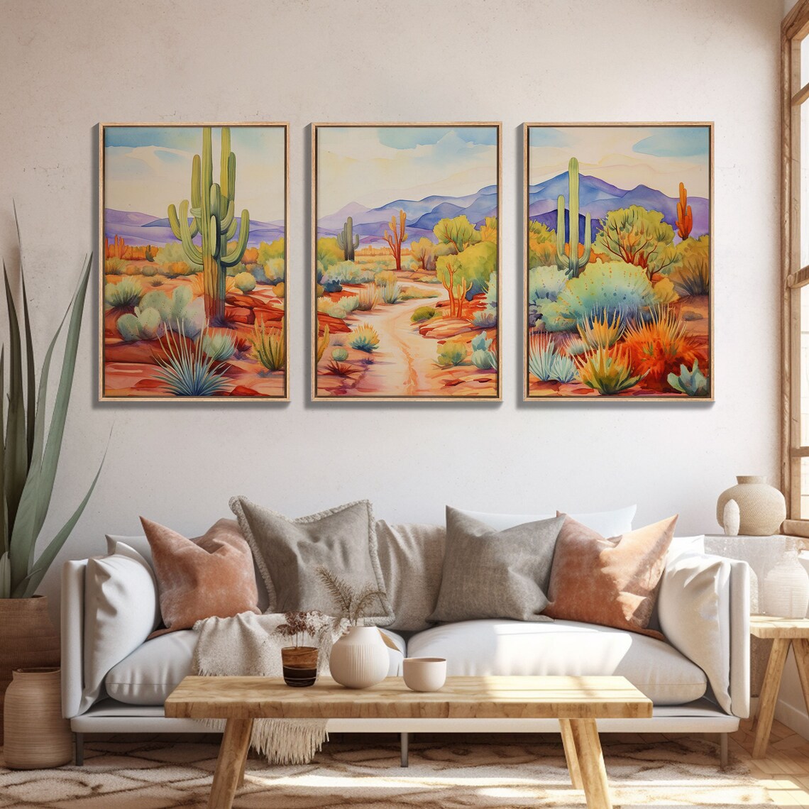 Southwestern Desert Landscape 3-Piece Minimalist Art Print - Image 6