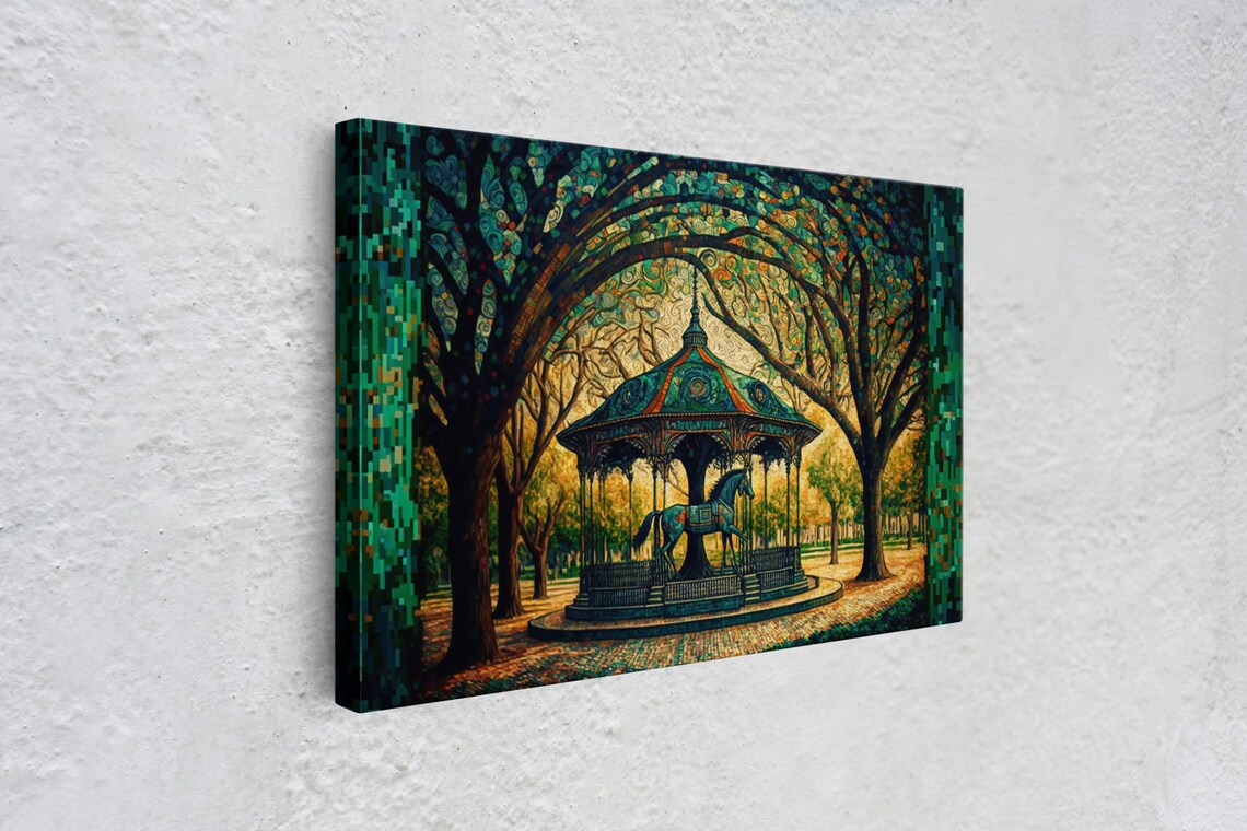 Vintage Carousel Stained Glass Style Art Print - Image 4