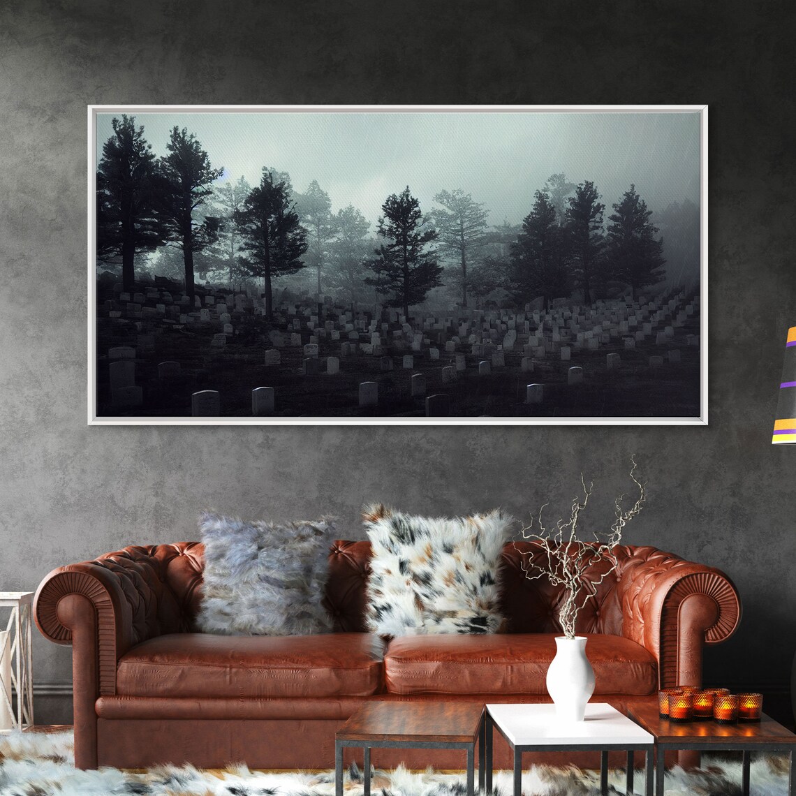 Creepy Haunted Cemetery Halloween Wall Art Print - Image 6