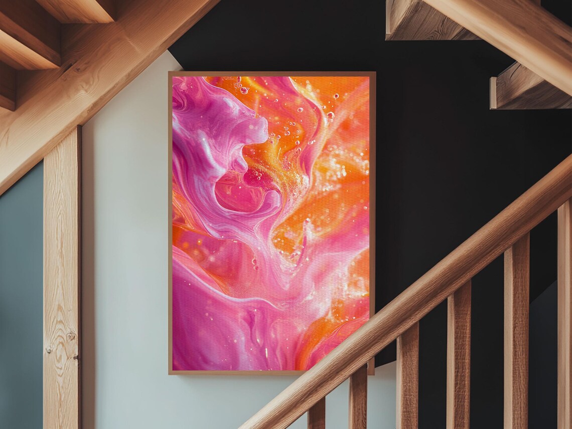 Abstract Pink Orange Print With Swirling Light Effects And Therapy Art For Modern Home Wall Decor Ideal Gift Idea - Image 2