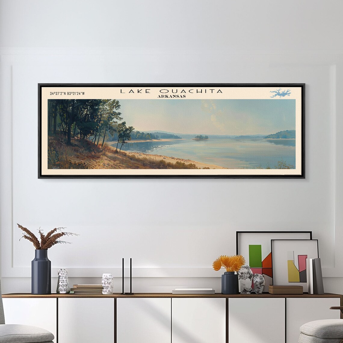 Lake Ouachita Arkansas Travel Poster, Landscape Art Print
