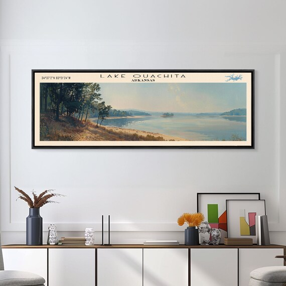 Lake Ouachita Arkansas Travel Poster, Landscape Art Print