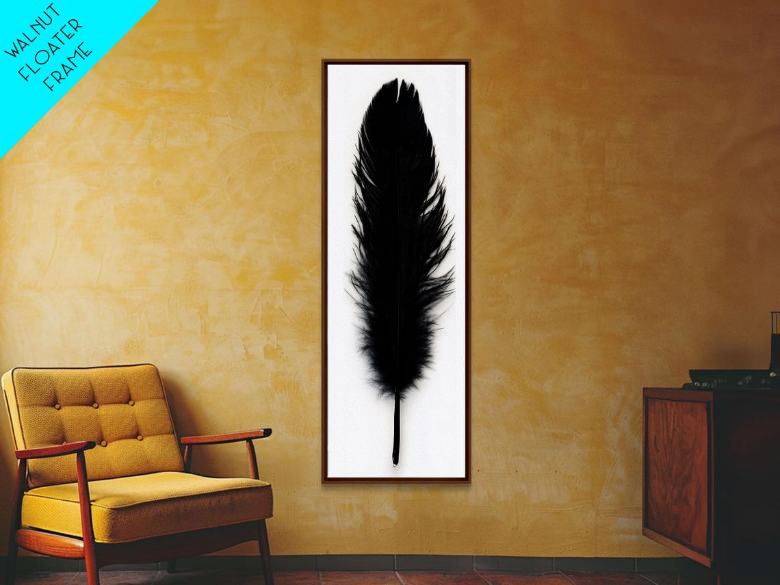 Minimalist Tall Black Feather On White Simple Modern Art Poster - Image 4
