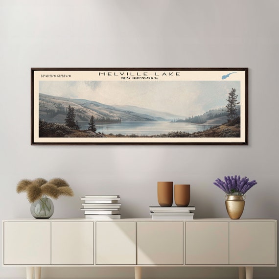 Melville Lake Framed Print Lake House Decor Panoramic Wall Art Travel Poster Landscape Painting Modern Art