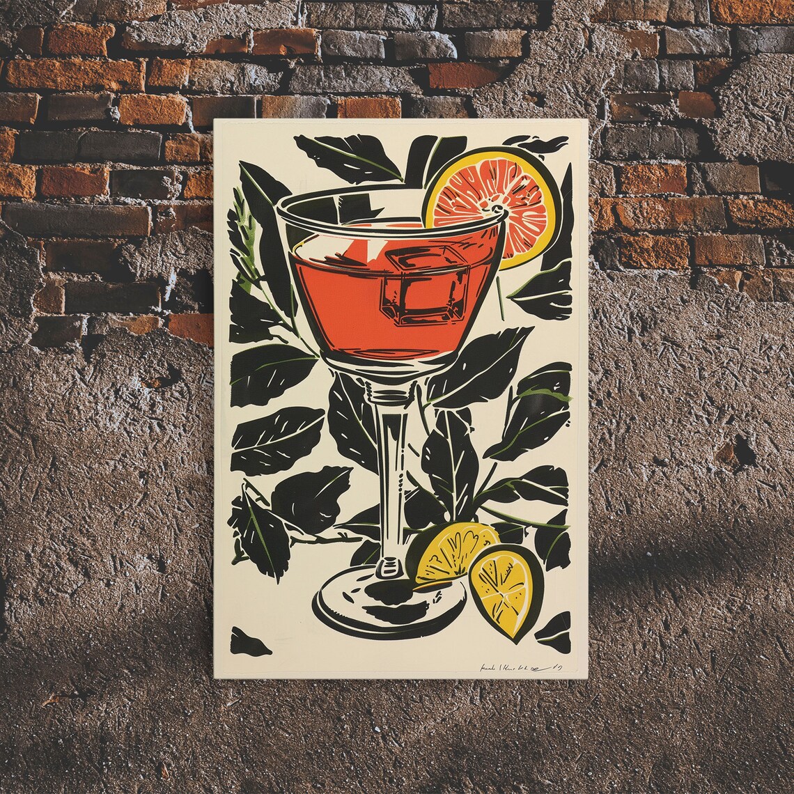Vintage Orange Cocktail Coupe Glass Citrus Retro Bar Wall Art Poster - Image 6