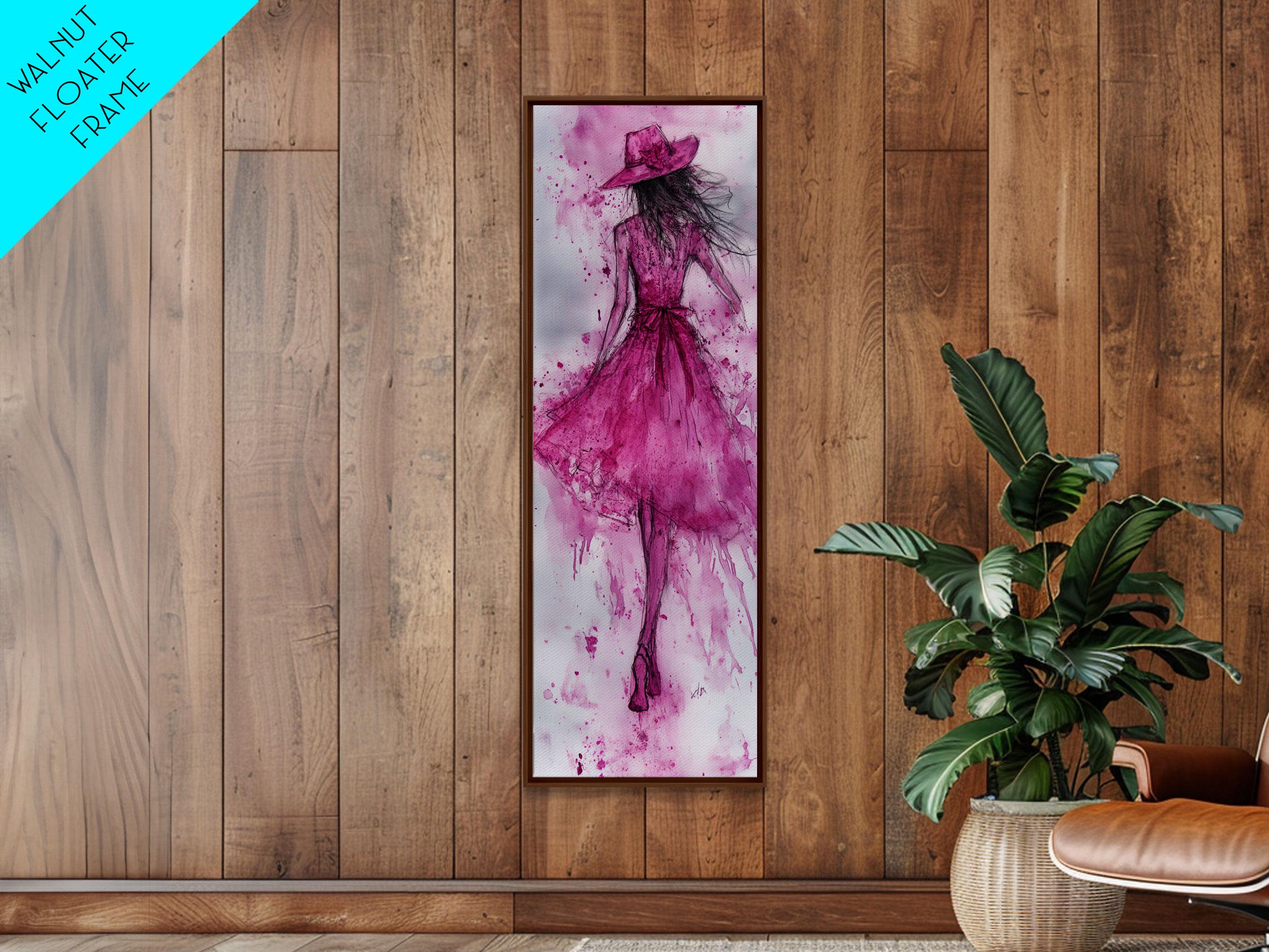 Pink Dress Fashion Illustration Watercolor Feminine Chic Wall Poster - Image 2