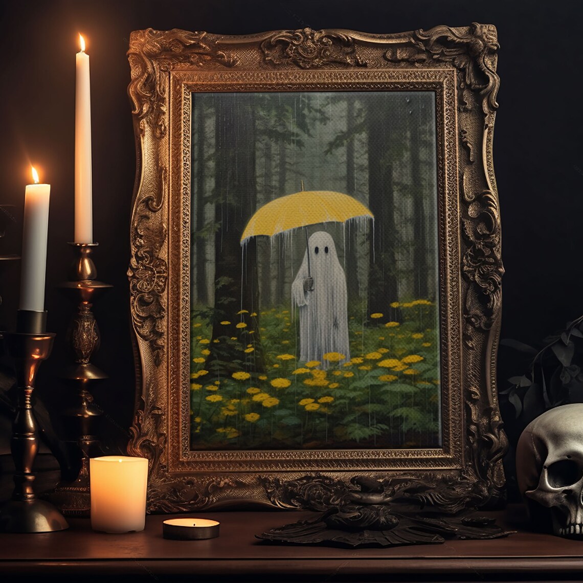 Ghost In The Rain Vintage Art Print, Dark Academia - Image 6
