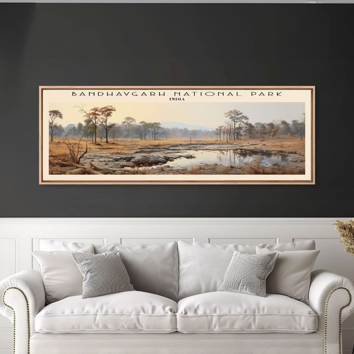 Bandhavgarh National Park India Golden Savanna Waterhole Travel Poster - Image 4