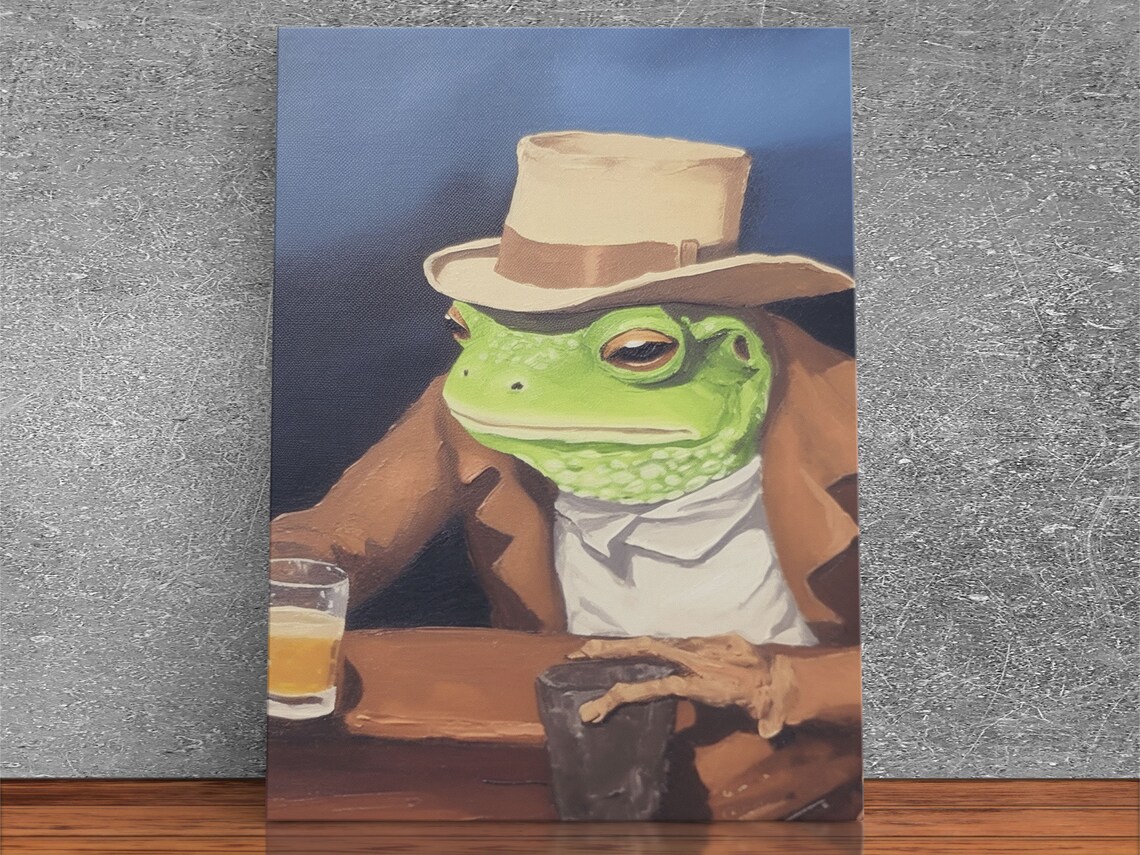 Sad Cowboy Frog Havin A Beer Funny Western Humor Animal Art Poster - Image 5