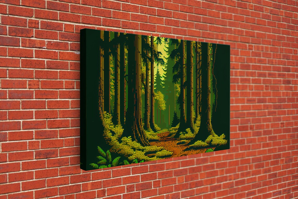 Forest Pixel Art Print Game Room Wall Decor Among The Tall Trees - Image 3
