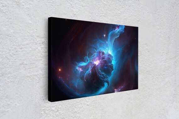 Blue Purple Nebula Galaxy Deep Space Stars Cosmic Sci Fi Art Poster