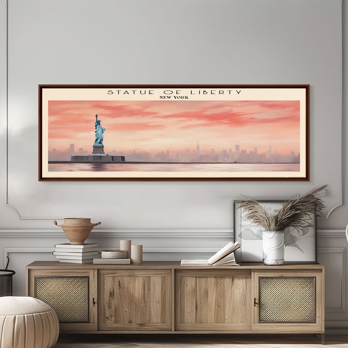 Statue of Liberty New York Sunset Skyline Harbor Panoramic Poster - Image 3