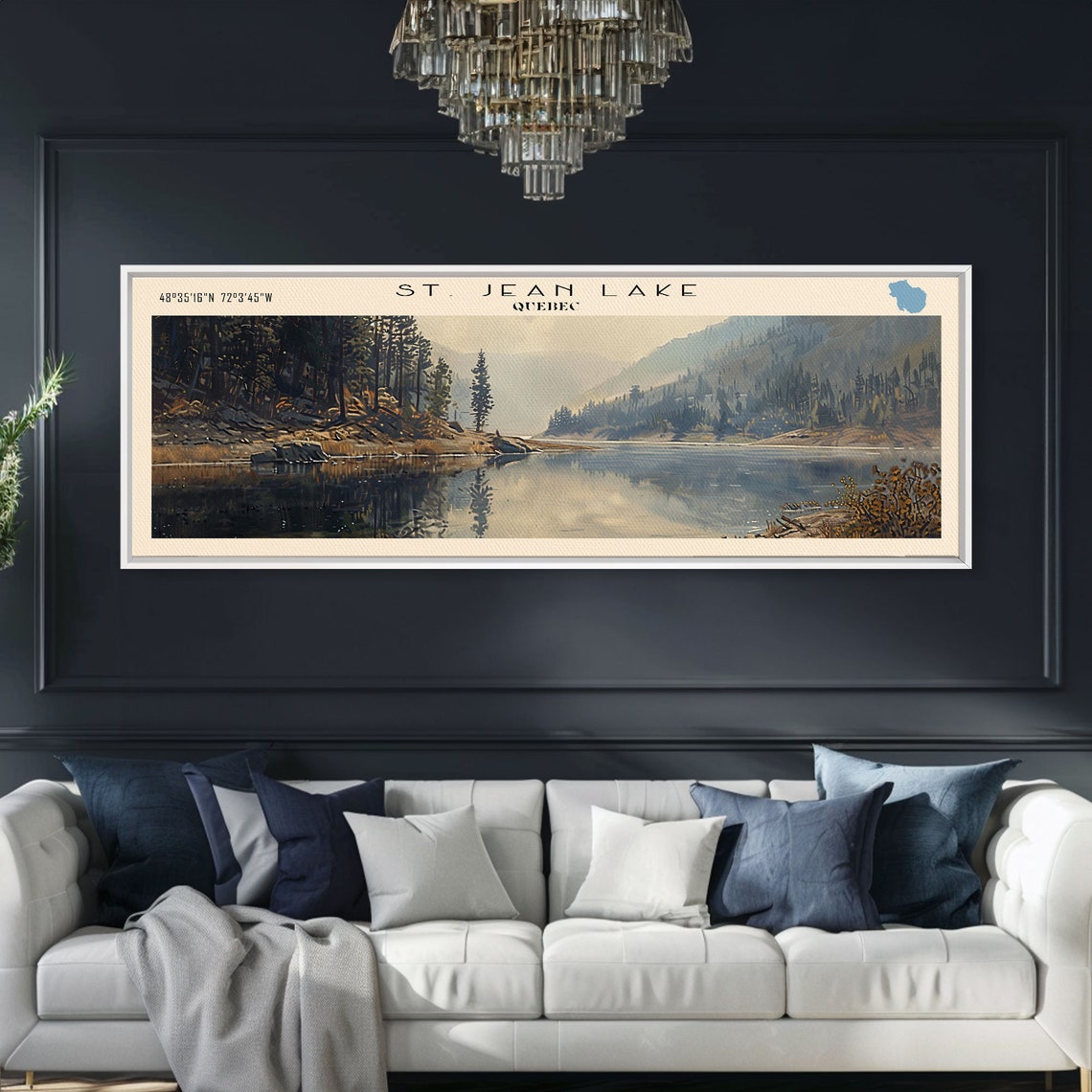 St Jean Lake Quebec Dark Pines Misty Valley Reflection Travel Poster - Image 5
