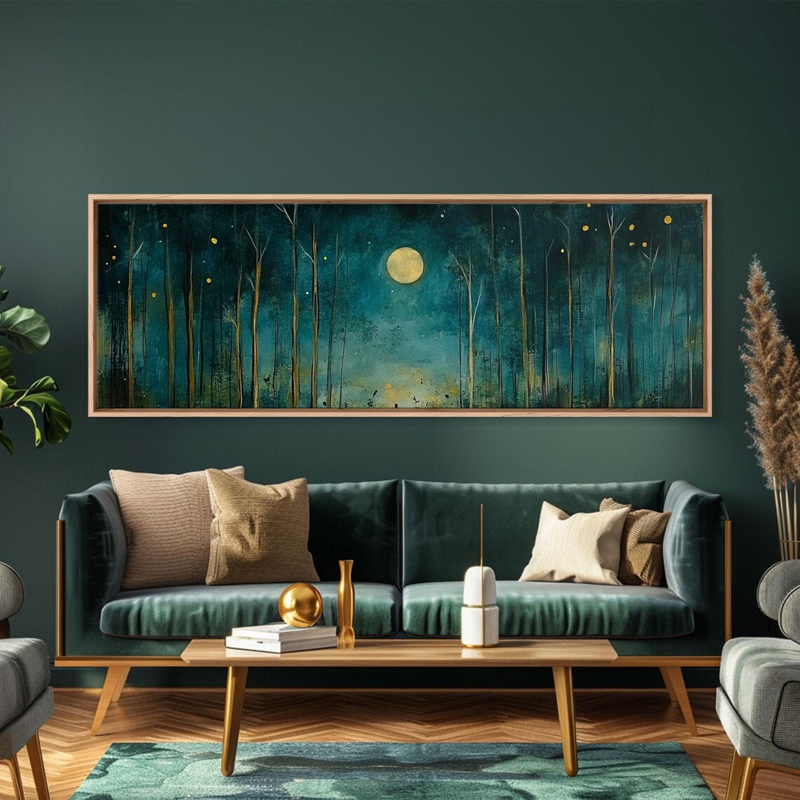 Moon Over the Forest, Vintage Dark Landscape Art Print - Image 3