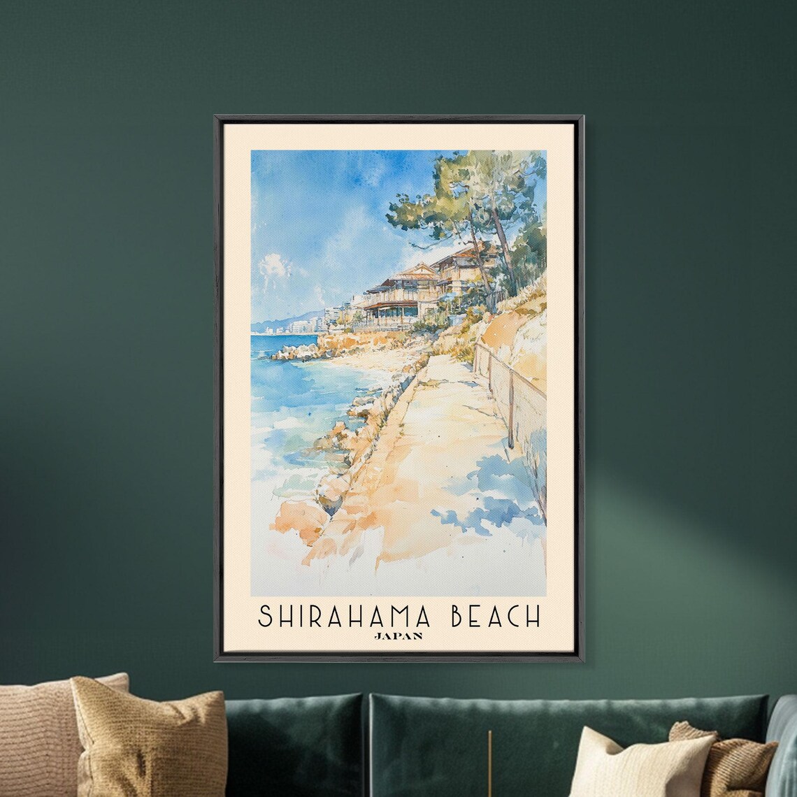 Shirahama Beach Japan Seaside Promenade Rocky Shore Pine Trees Poster - Image 5