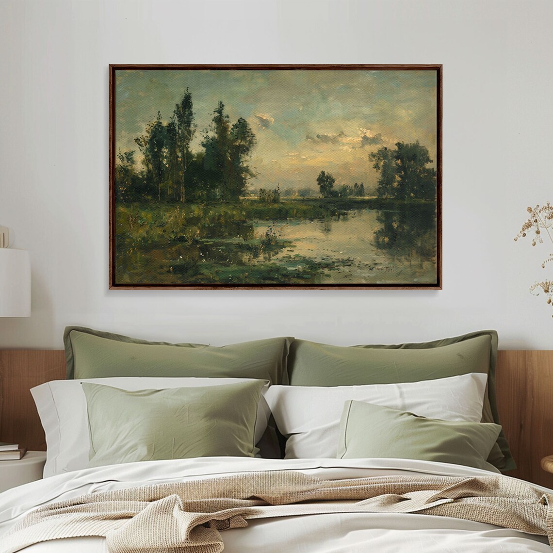 Golden Hour Pond Woodland Reflections Vintage Landscape Poster - Image 4