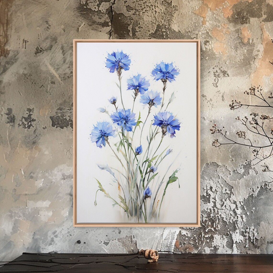 Blue Bachelor Buttons Still Life, Botanical Art Print - Image 5