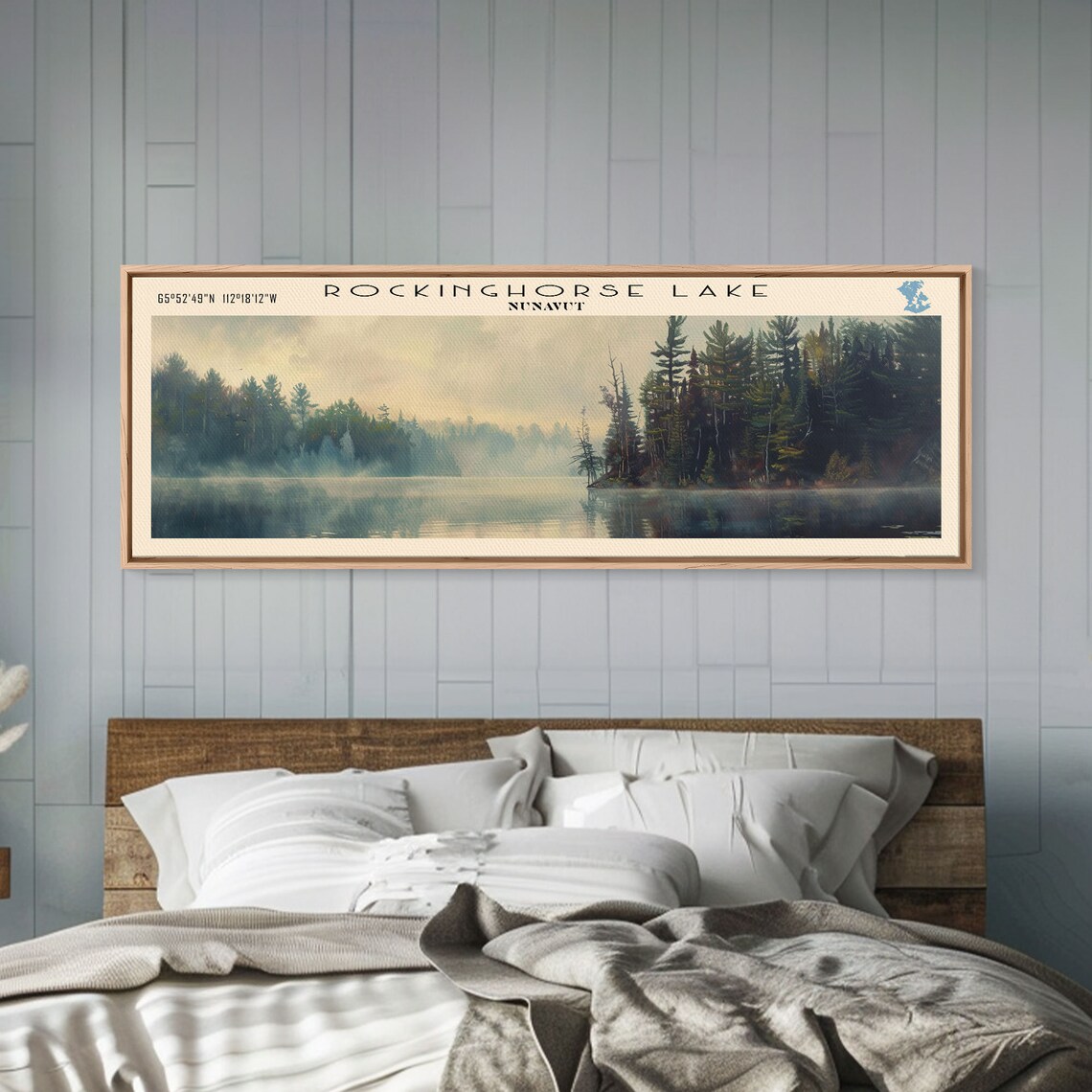Rockinghorse Lake Nunavut Misty Pine Forest Still Water Travel Poster - Image 4