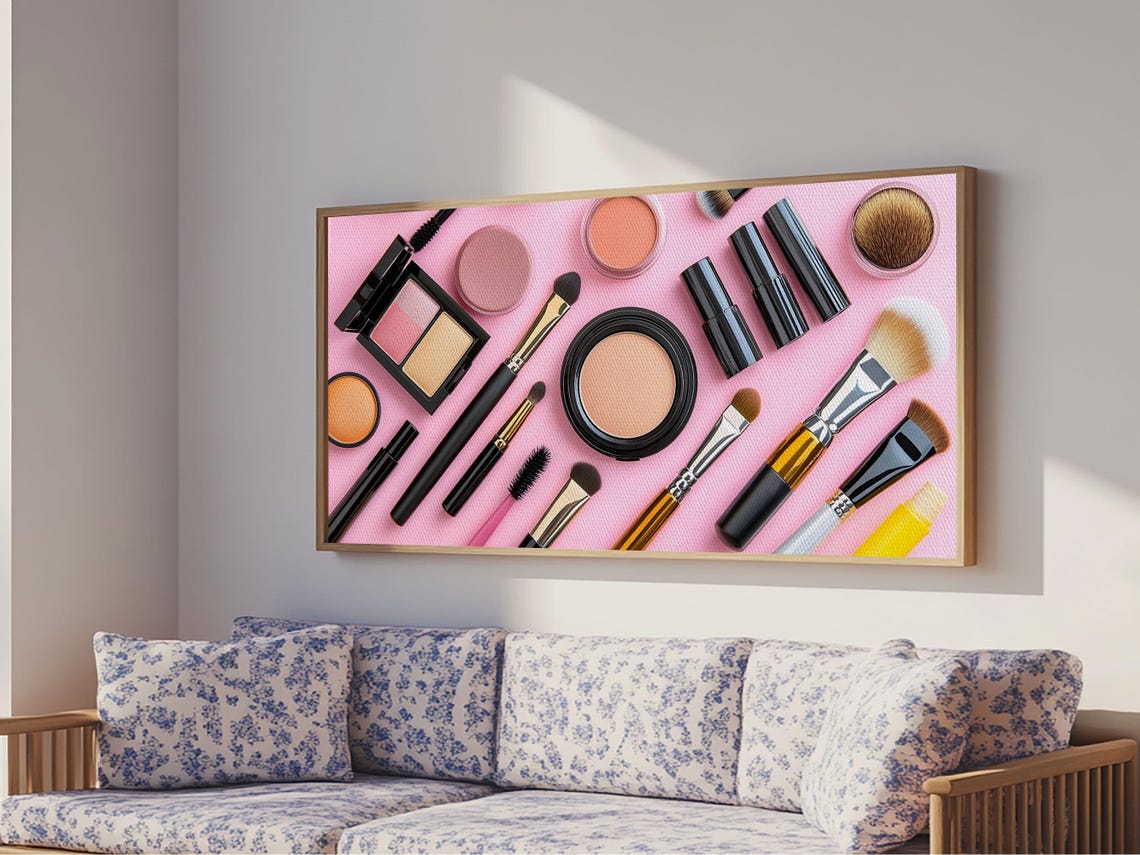 Makeup Spread Wall Art Make Up Print Preppy Dorm Room Wall Art Girls Dorm Room Wall Art Makeup Painting